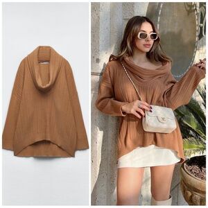 ZARA OVERSIZED COWL NECK KNIT SWEATER
